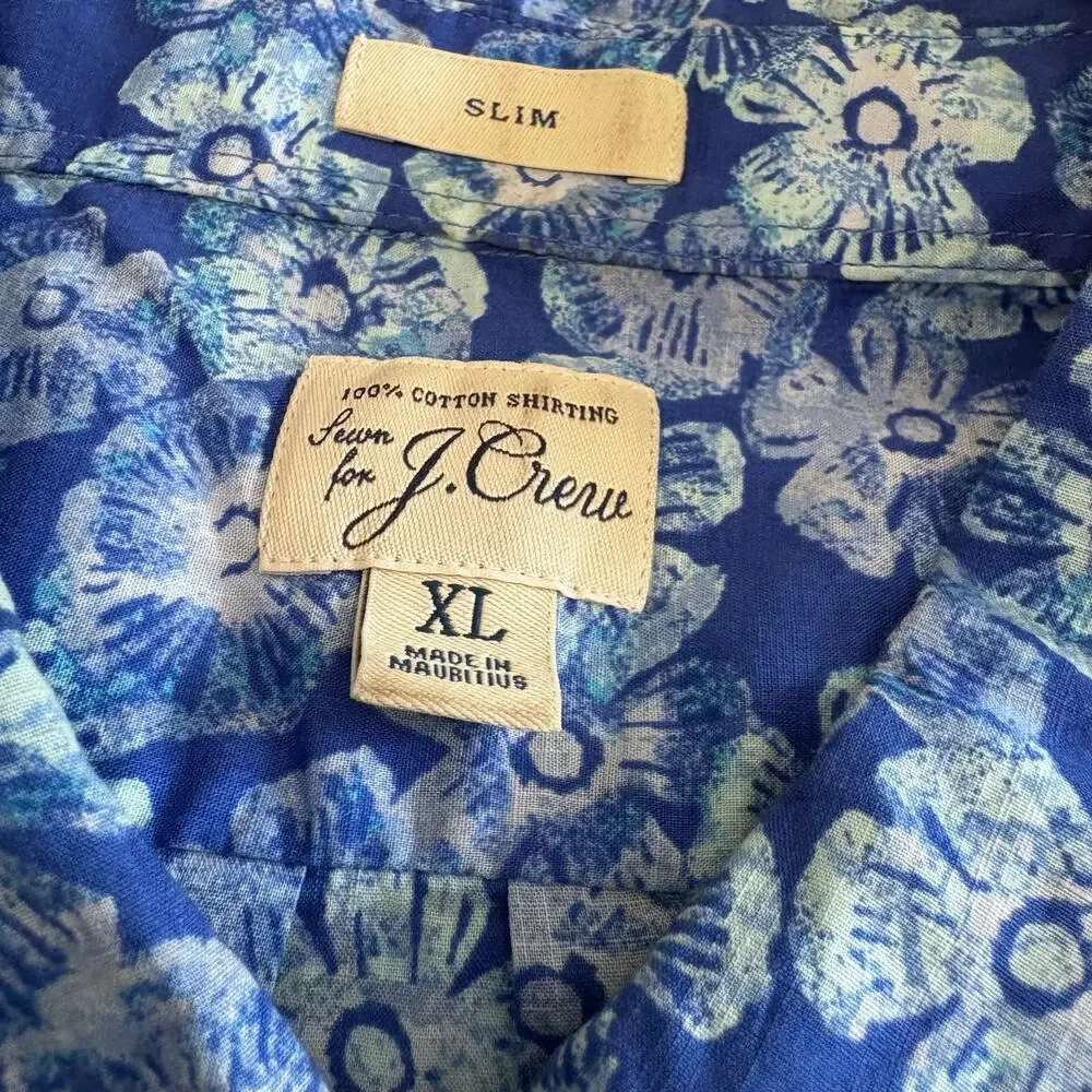 J. Crew 100% Cotton Hawaiian Button Down Shirt Men’s Size XL Slim Vacation